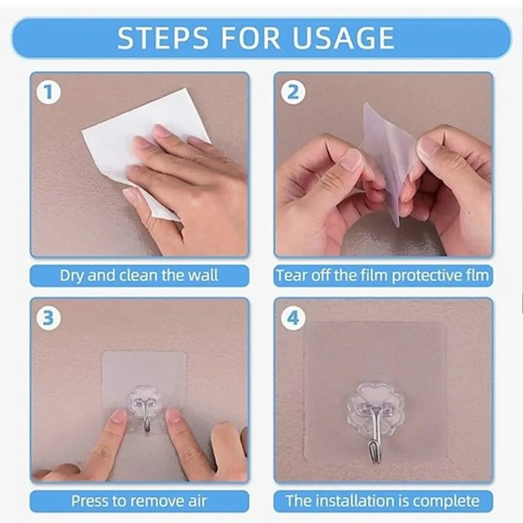 Plastic Self-Adhesive Kitchen 3Pc Hooks ( Random Designs ) - H02633
