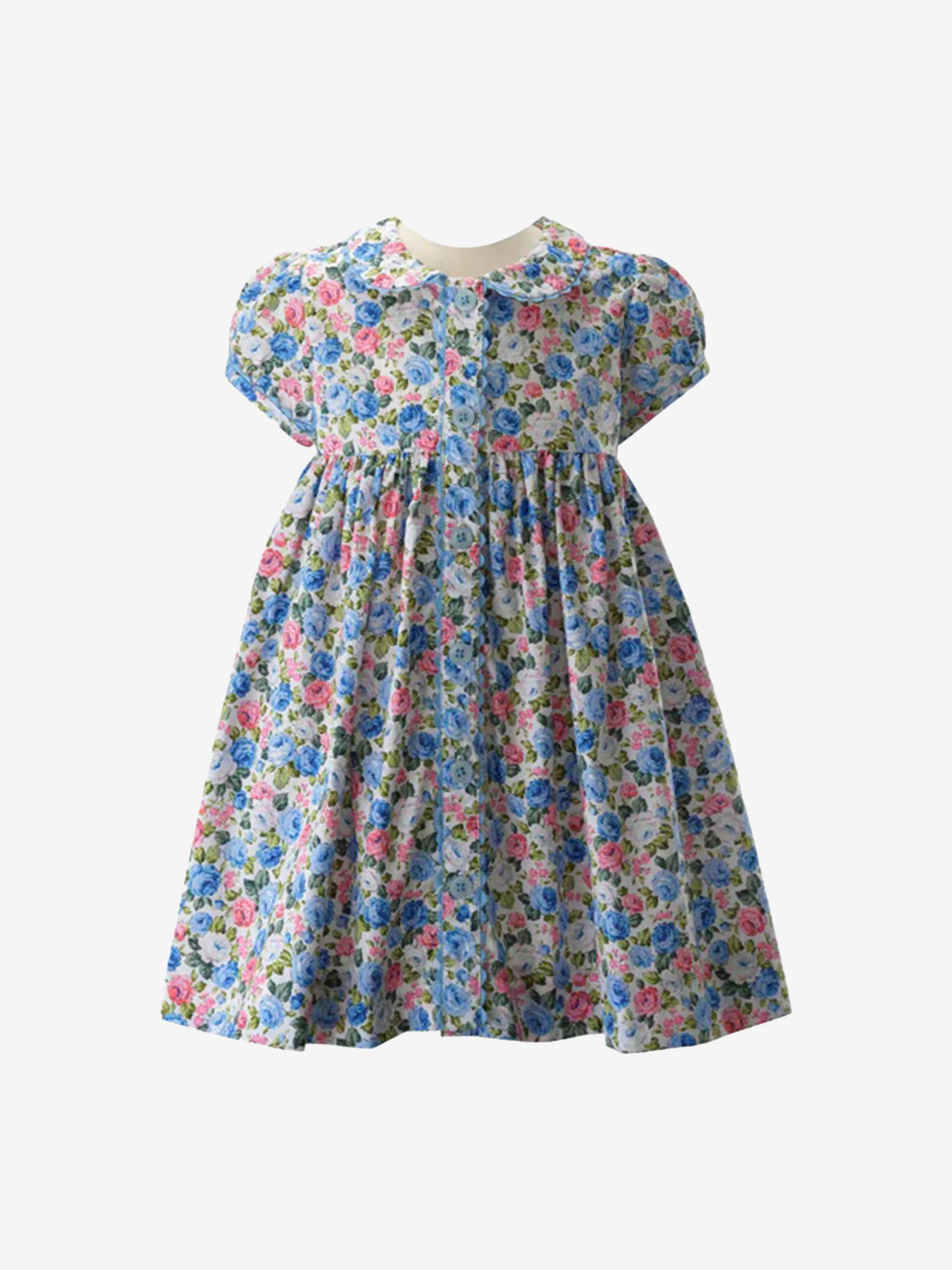 Rachel Riley Baby Girls Rose Dress And Bloomers in Blue