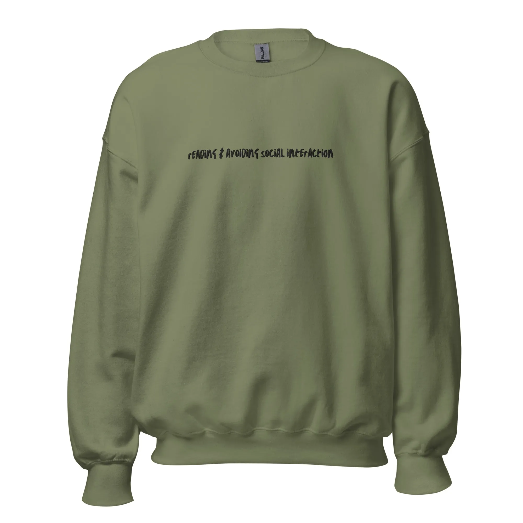 reading & avoiding social interaction embroidered sweatshirt