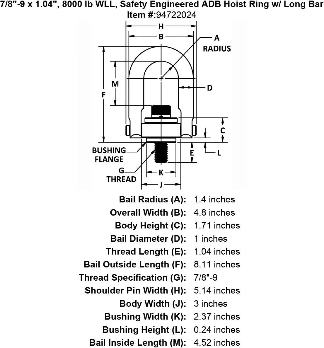 Safety Engineered Long Bar Swivel Hoist Rings