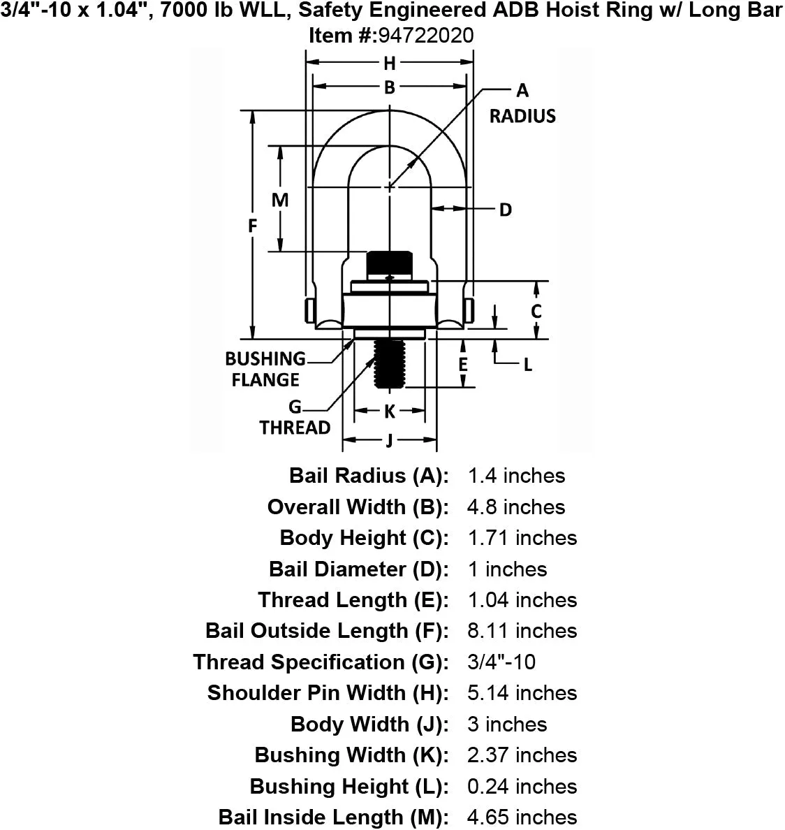 Safety Engineered Long Bar Swivel Hoist Rings