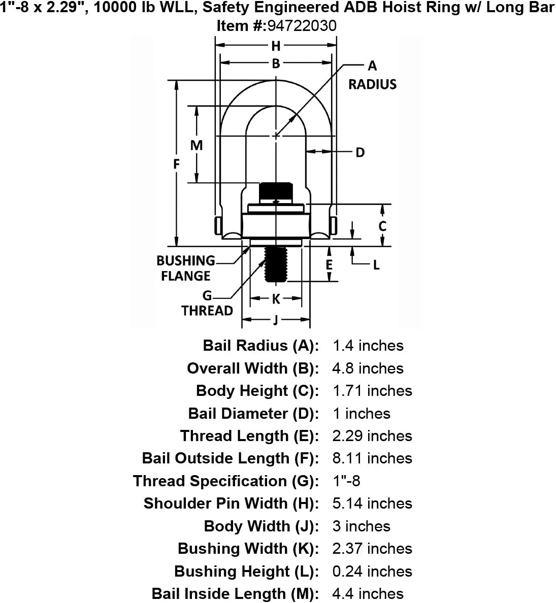 Safety Engineered Long Bar Swivel Hoist Rings