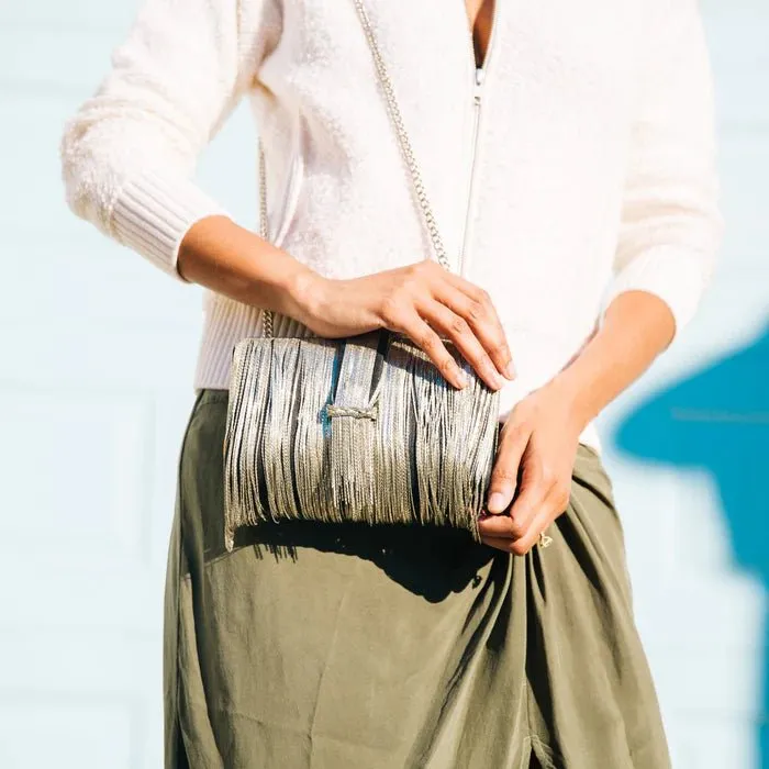 Simitri Black SIlver Chunky Clutch