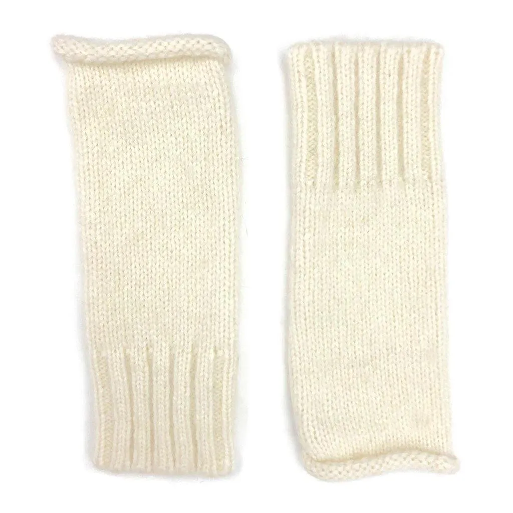 Snow White Essential Knit Alpaca Fingerless Gloves
