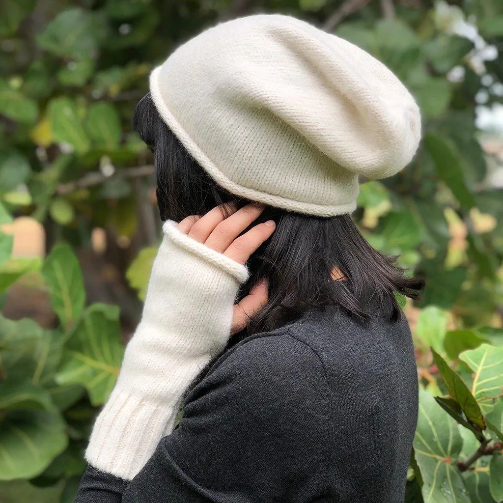 Snow White Essential Knit Alpaca Fingerless Gloves
