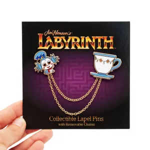 The Worm and Teacup Enamel Pins with Removable Chains