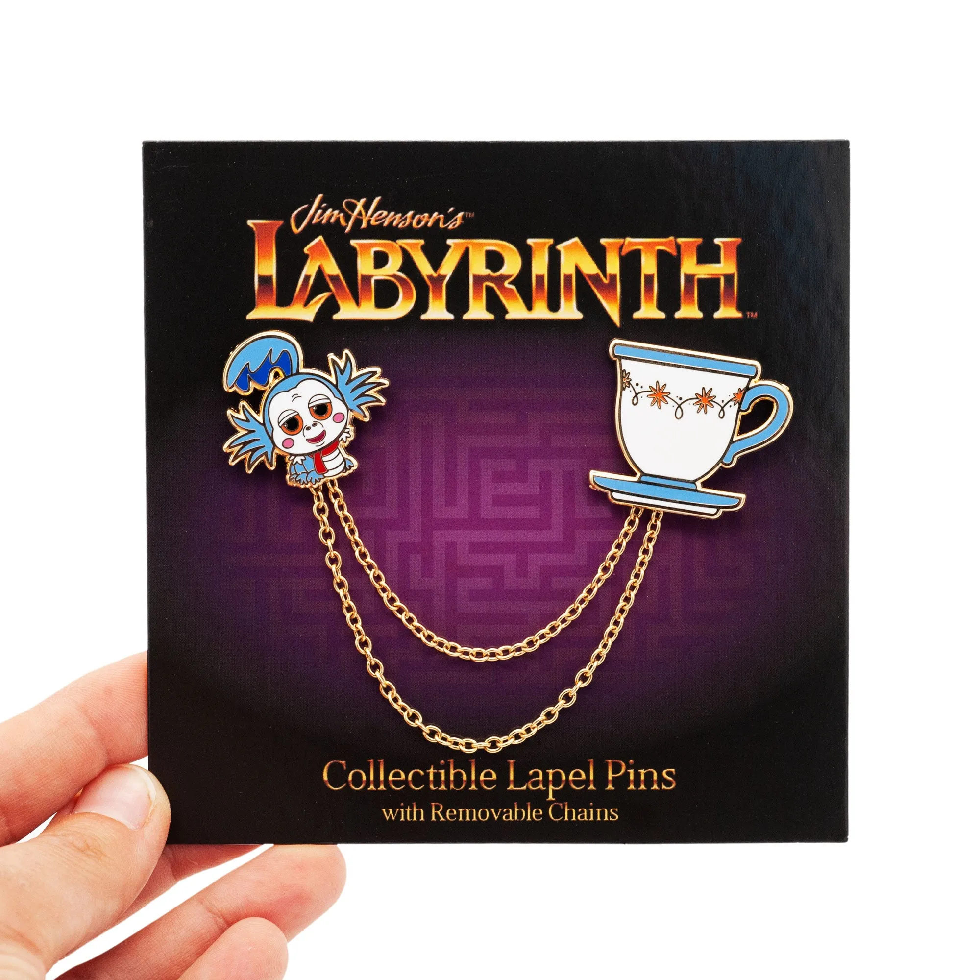 The Worm and Teacup Enamel Pins with Removable Chains