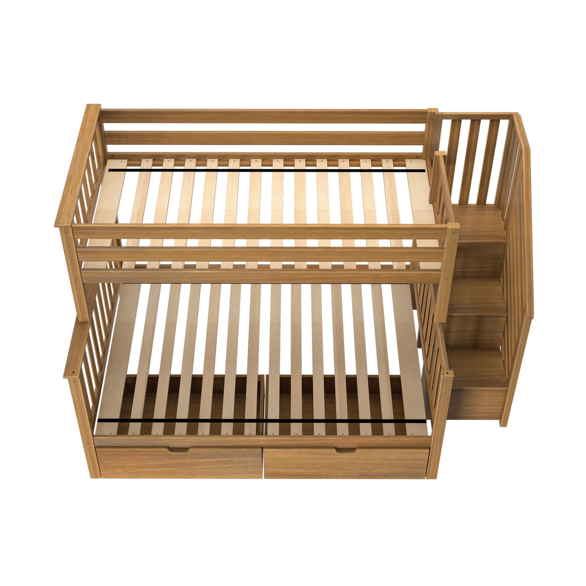 Twin Over Full Bunk Bed With Stairs & Storage Drawers
