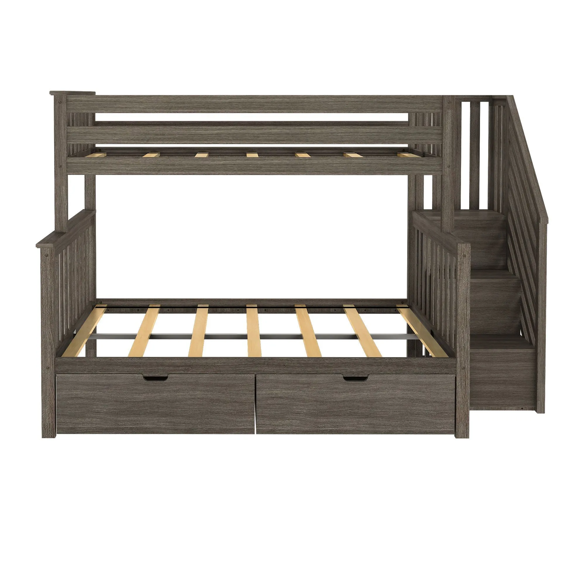 Twin Over Full Bunk Bed With Stairs & Storage Drawers