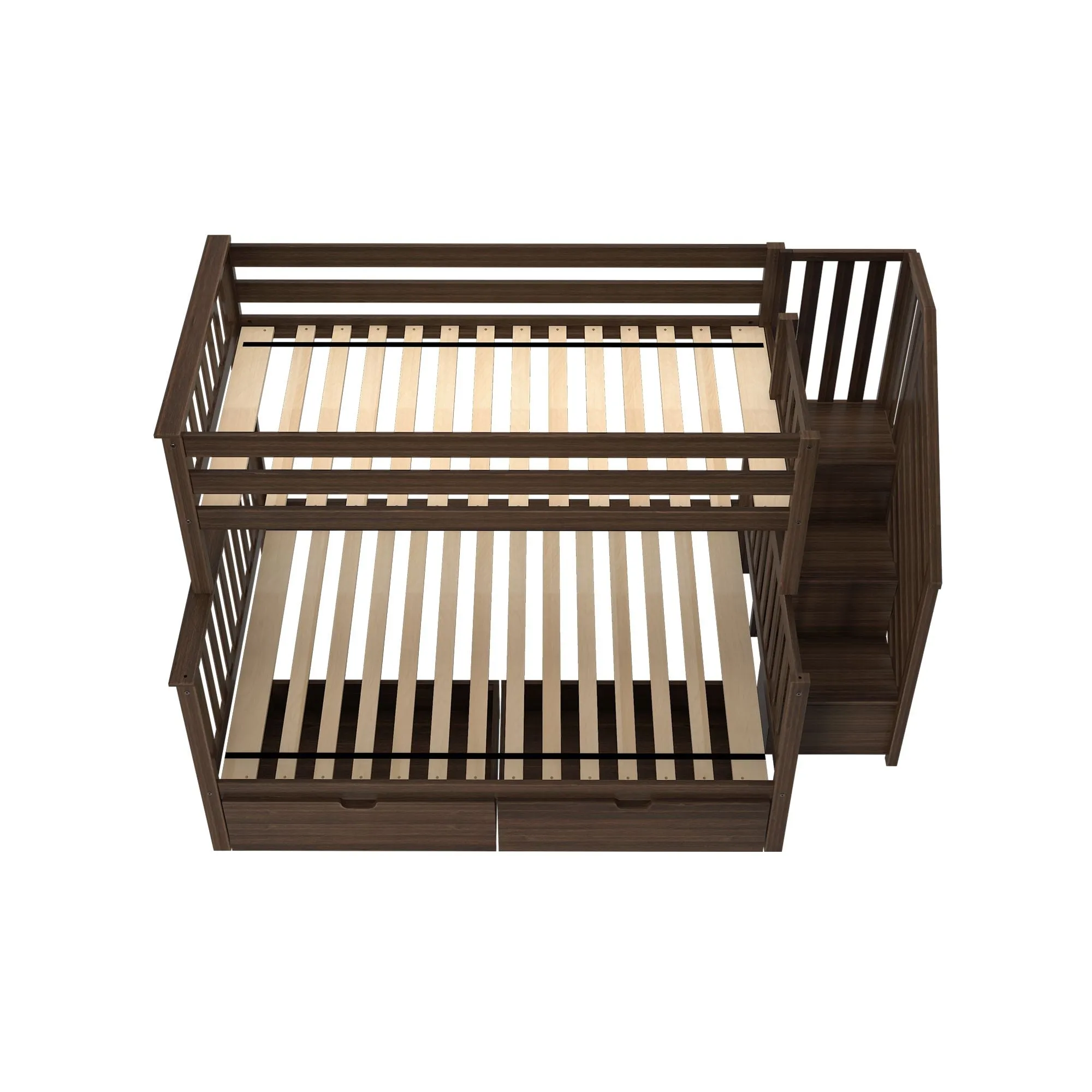 Twin Over Full Bunk Bed With Stairs & Storage Drawers