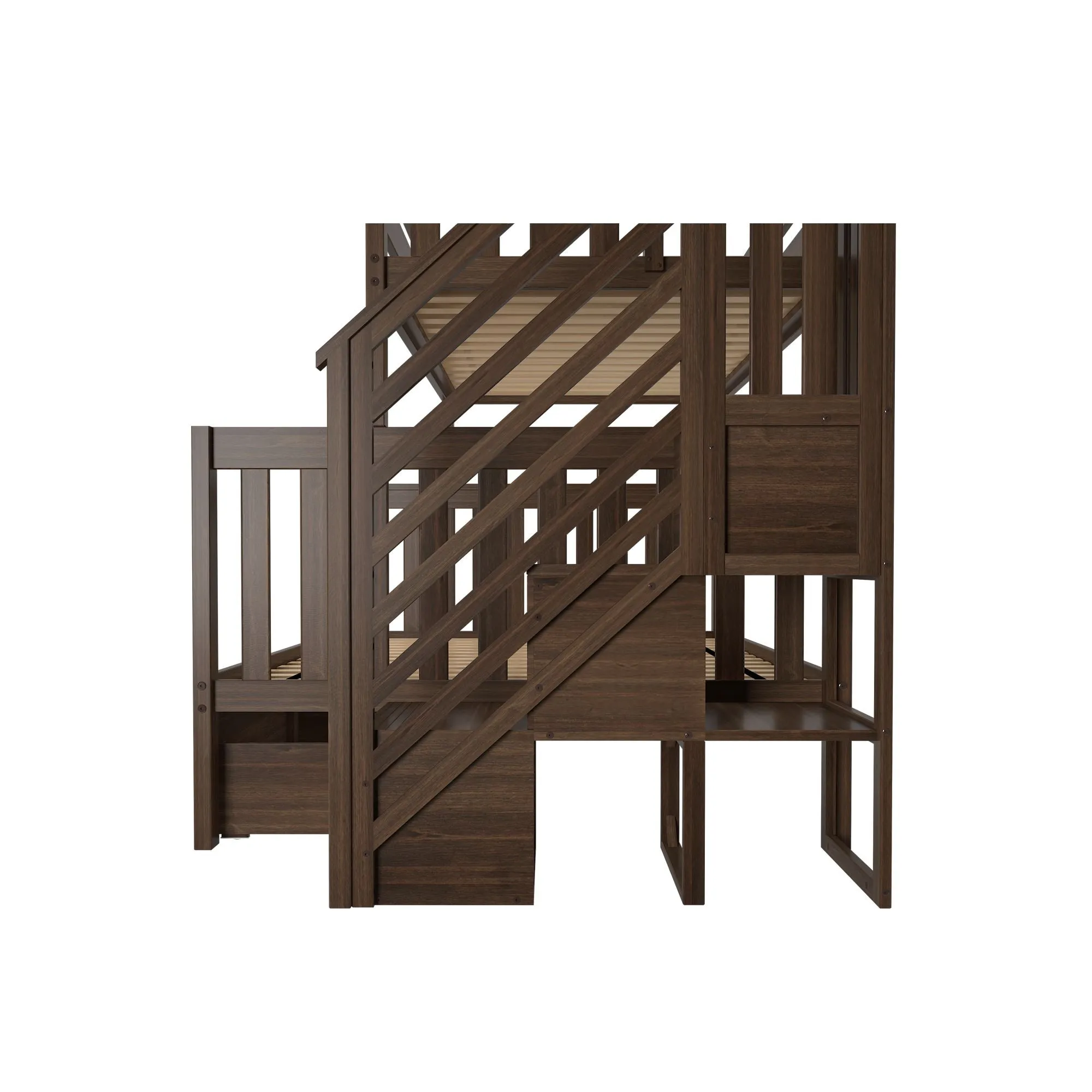 Twin Over Full Bunk Bed With Stairs & Storage Drawers