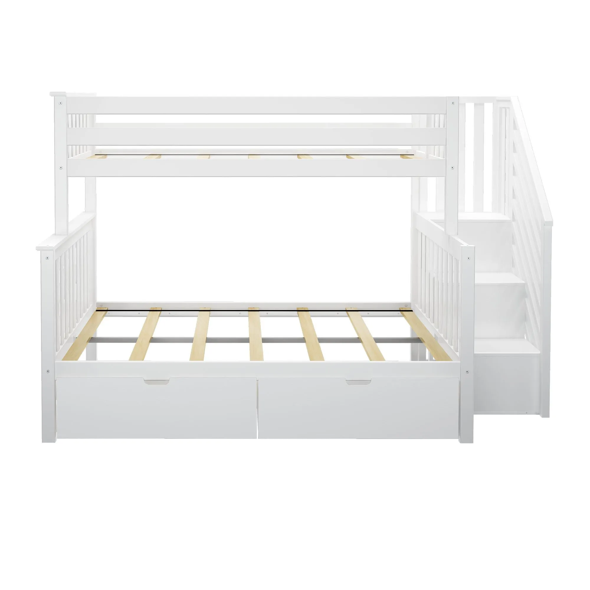 Twin Over Full Bunk Bed With Stairs & Storage Drawers