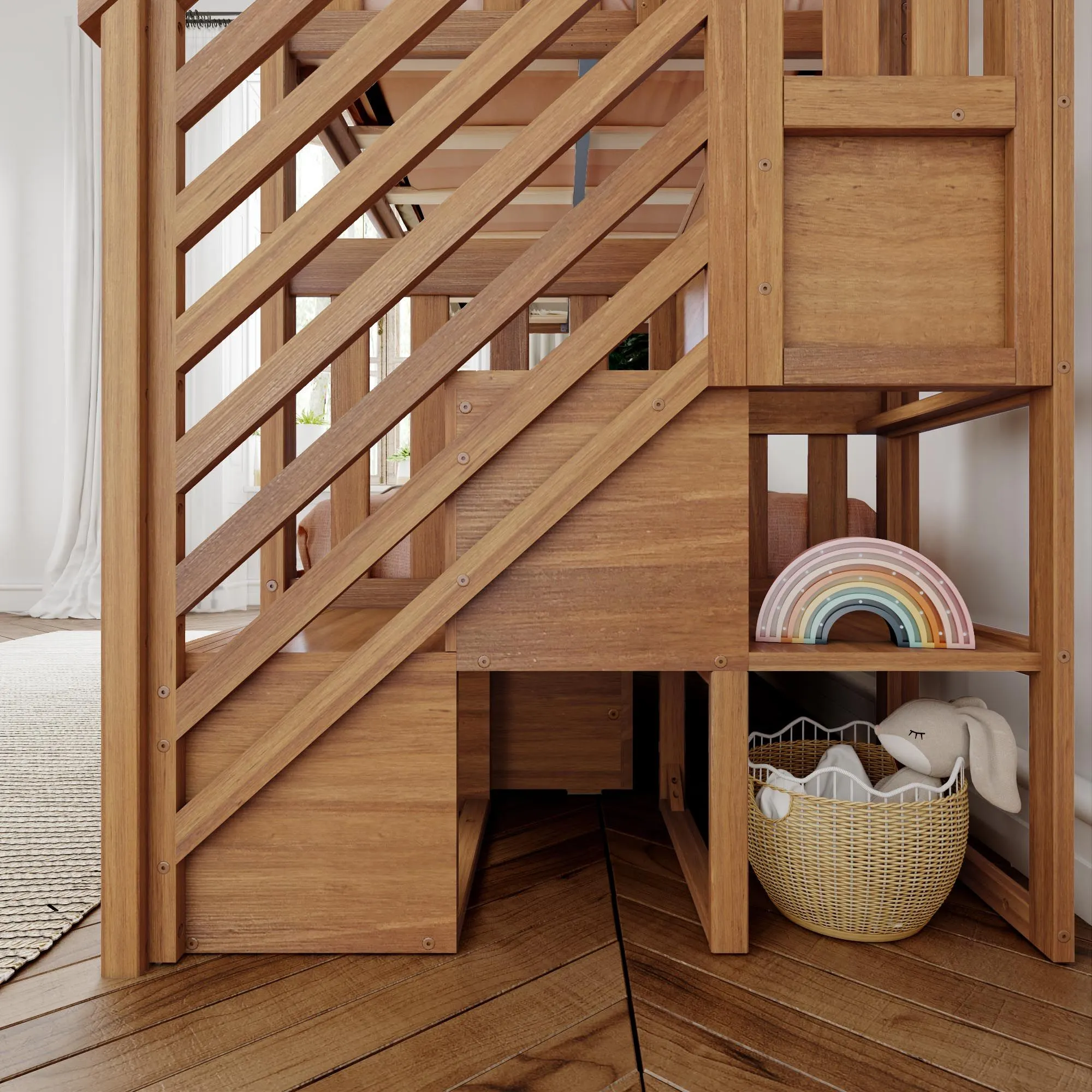 Twin Over Twin Bunk Bed With Stairs & Storage Drawers