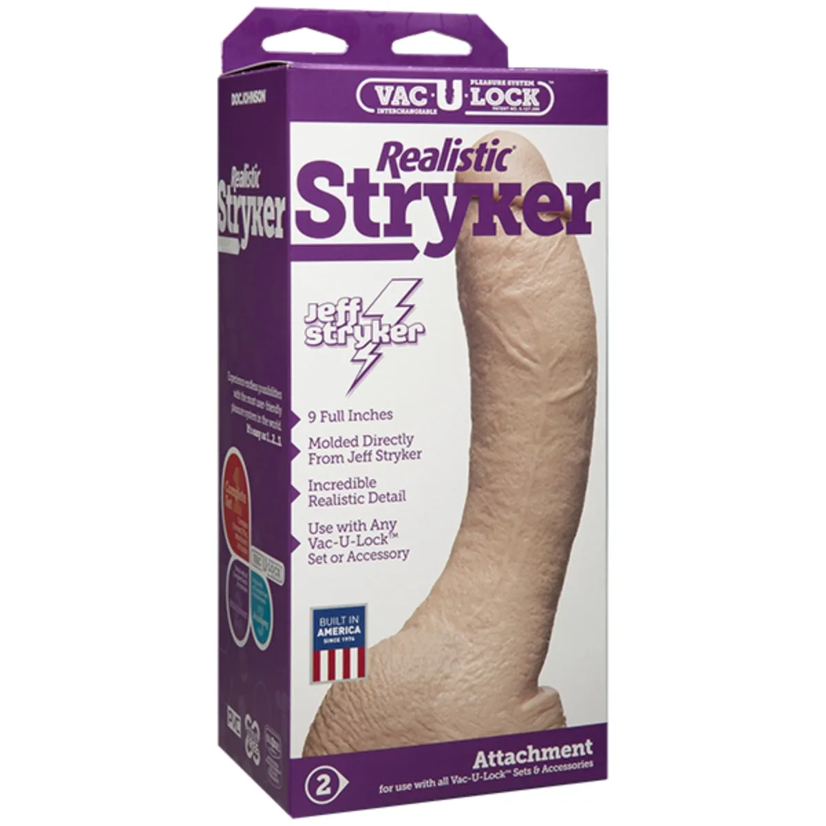 Vac-U-Lock Realistic Stryker Firmskyn Dildo Pink 9.5 Inch