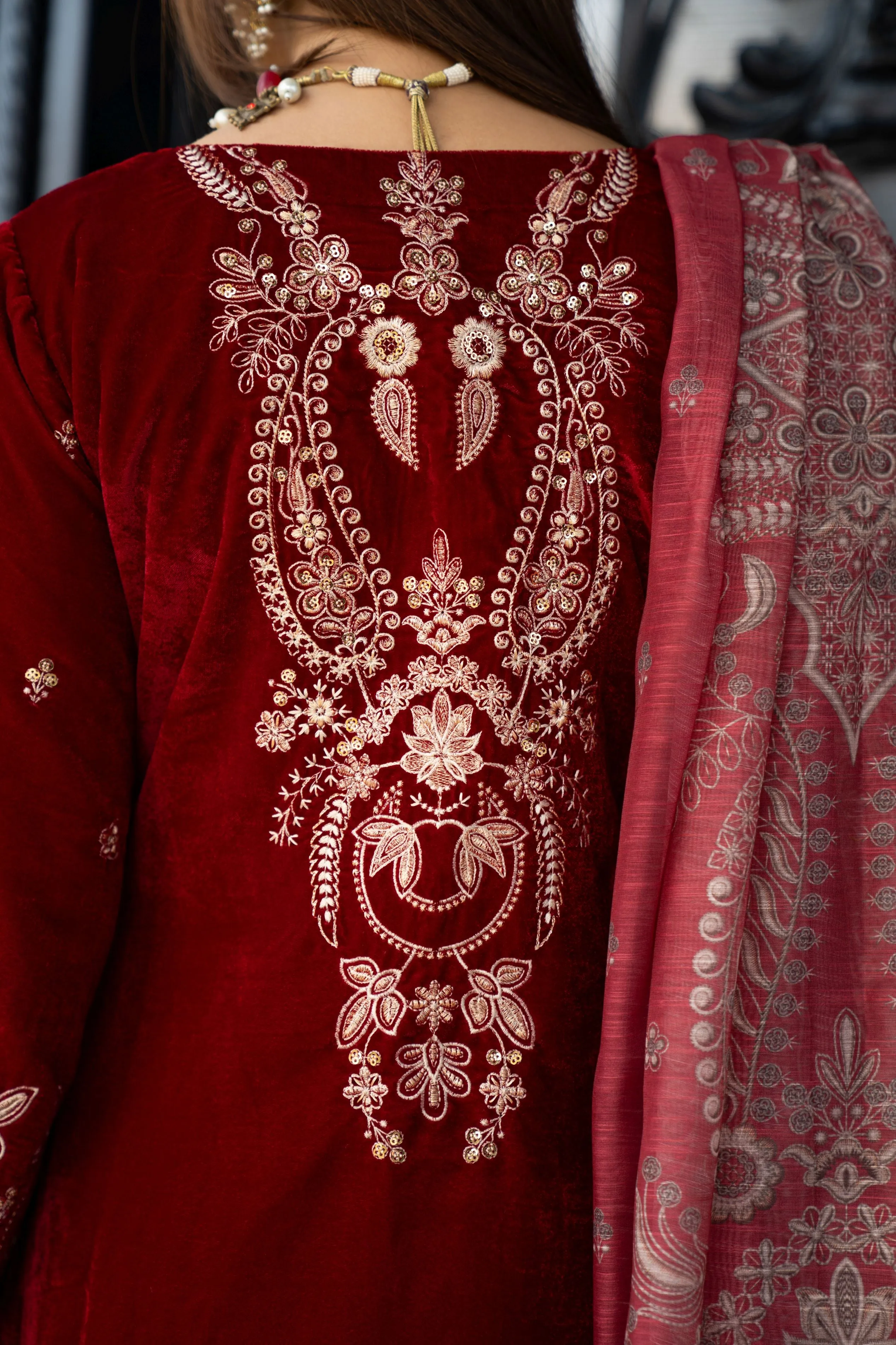 VOGUE VISTAS VELVET EMBROIDERED DRESS BY ZAIWA ZB6