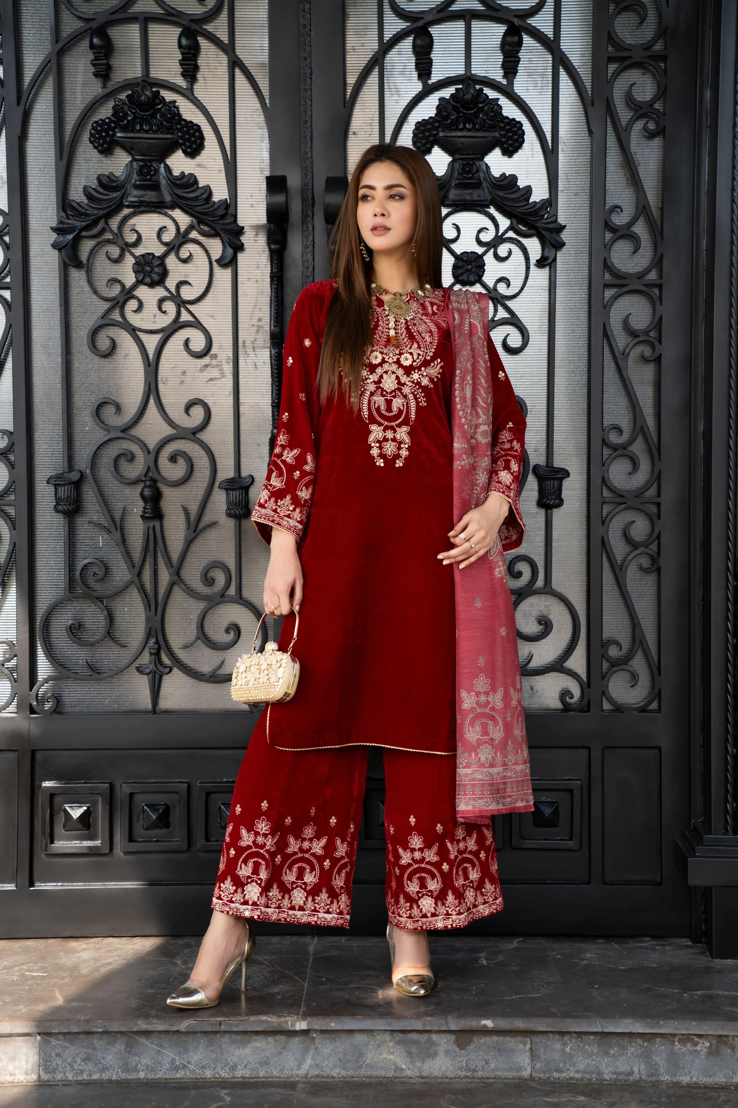 VOGUE VISTAS VELVET EMBROIDERED DRESS BY ZAIWA ZB6