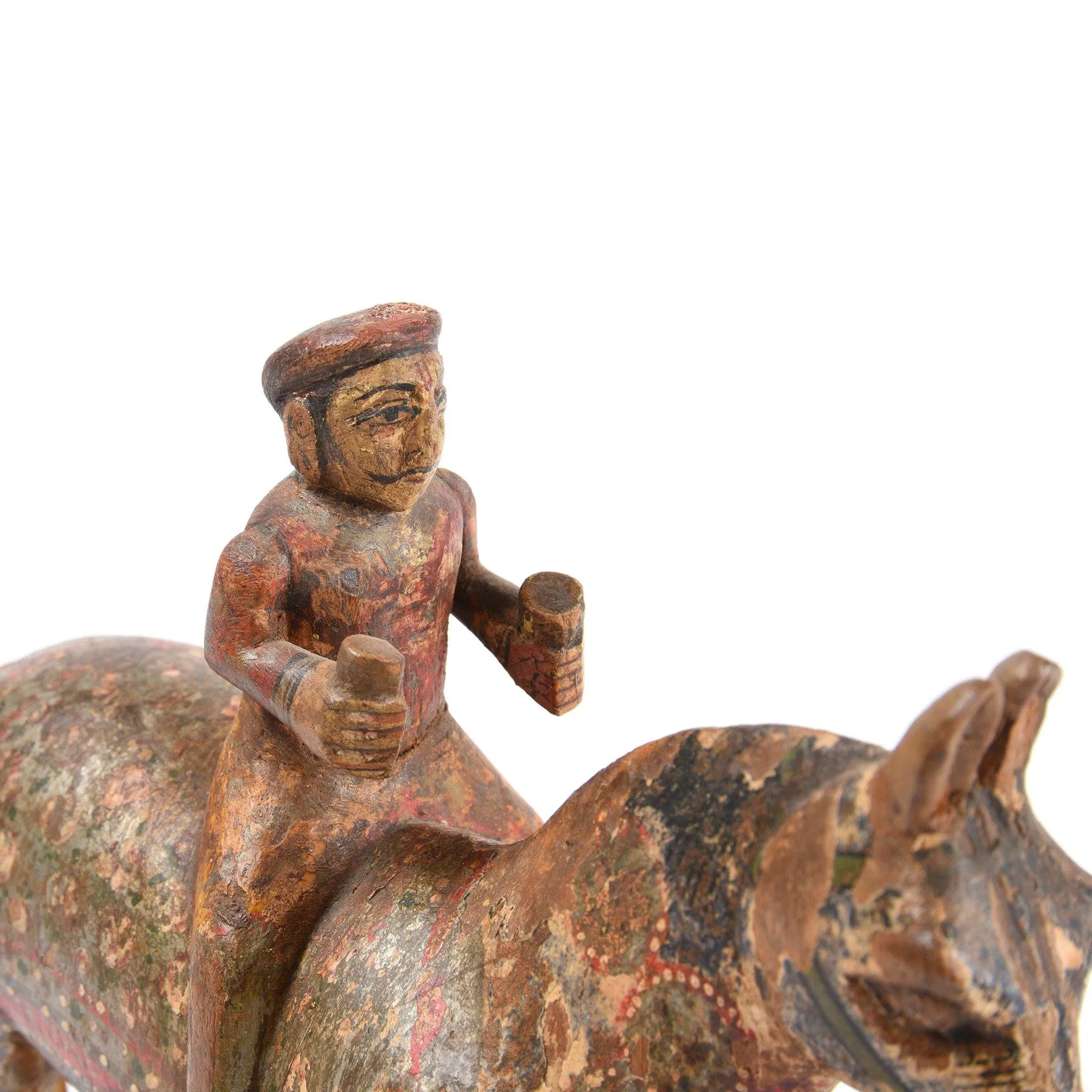 Wooden Painted Horse Wheeltoy - 19thC